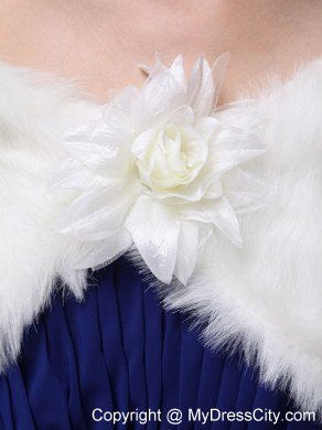 High Quality Faux Fur Special Occasion / Wedding Shawl In Ivory With V-neck